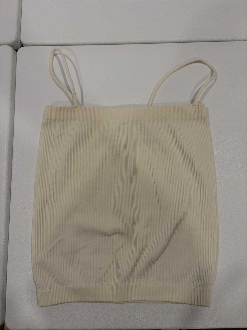 Yelete Ribbed Cream Camisole Tank